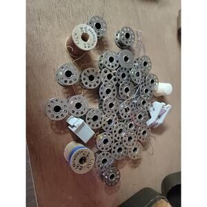 Lot Of 30 Metal Bobbins 10 Hole Thread